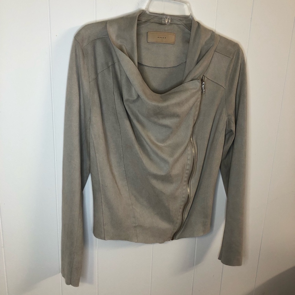 Blank NYC Grey Suede Drape Moto Cropped Jacket Medium